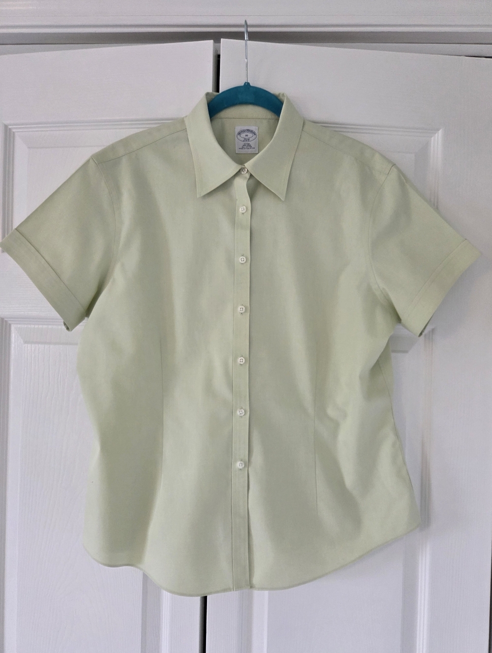 Brooks Brothers Pale Lime Green Short Sleeve Button-Up